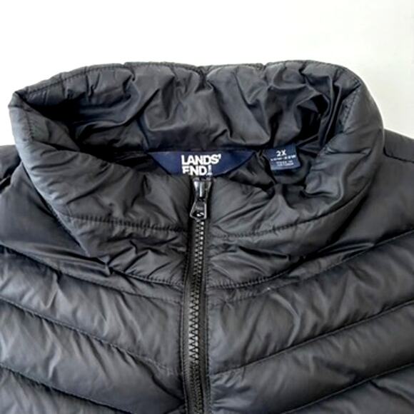 Lands End Women's Black Down Full Zip Long Puffer Vest - Plus 2X - Outdoors - Picture 4 of 8